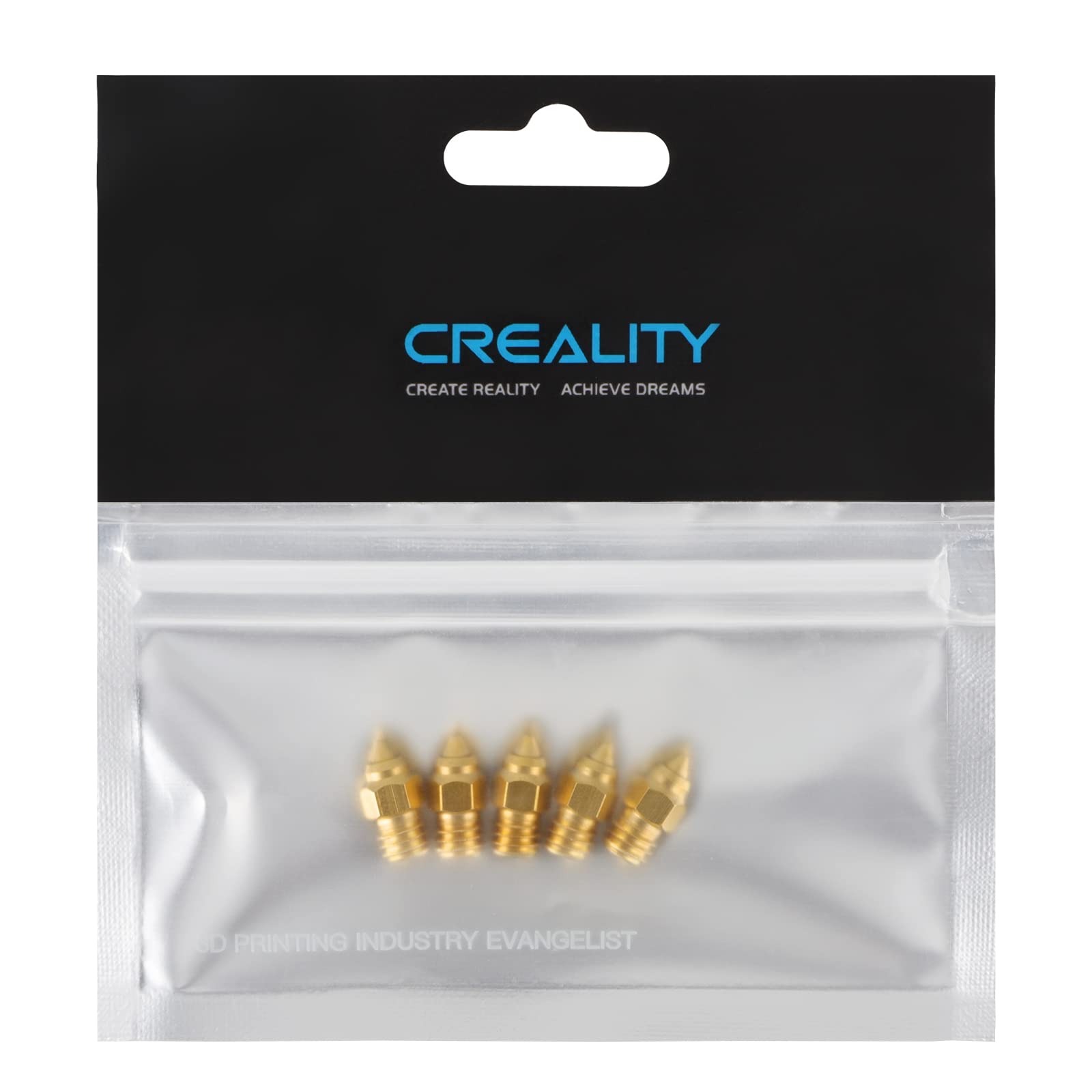 Creality Official 3D Printer Brass Nozzles MK8 0.4mm 5pcs for Ender 3 S1 Ender-3 S1 Pro CR-6 SE CR-6 Max Sermoon V1 Pro Ender-2 Pro CR-200B CR-5 Pro H(CT-380) CR-10 Smart