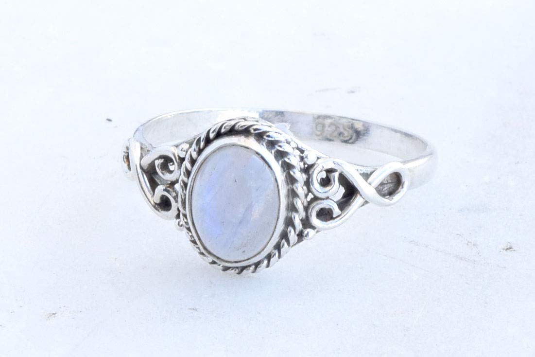 Rainbow Moonstone Ring 925 Sterling Silver Statement Ring For Women Size UK N Natural Gemstone Ring Handmade Ring Christmas Gifts Ring Jewelry