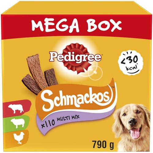 Pedigree Schmackos Mega Pack 110 Strips Snacks, Dog Treat Multipack with Beef, Lamb and Poultry Flavours, 790 g (Pack of 1)