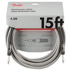 Fender Professional Series Instrument Cable, 15 ft, Straight/ Straight, 4.5m, White Tweed