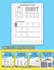 Number Tracing for Kids ages 3-5: Preschool Workbook for ages 3-4, 4-5   Pre K and Kindergarten Math Activity Book for Learning to Write Numbers 1-100 (Jungle Publishing Preschool Series)