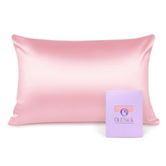 OLESILK 100% Silk Pillowcase for Hair and Skin, Both Sides 16 Momme Real Natural Mulberry Silk, with Hidden Zipper and Gift Box, 1pc, Pink, 50x75cm