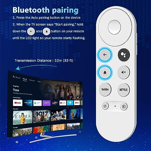 New Replacement Voice Remote Control for Google Chromecast 4k Snow Streaming Media Player, G9N9N Remote Control for Google TV GA01920-US GA01919-US(Remote Control Only)