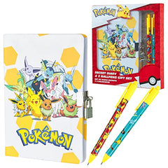 Pokemon Stationery Supplies Set - Kids Diary with Lock, Notebook, Pencil Case, Pens - Gifts for Boys (Notebook/Pen Set)