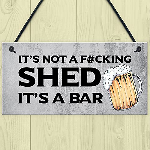 RED OCEAN Rude Shed Sign Funny Home Bar Sign Garden Shed Garage Man Cave Sign Beer Gift