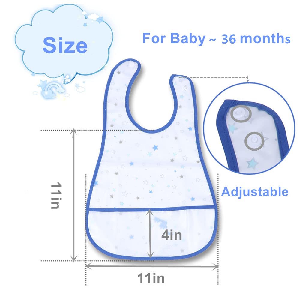 norinori Baby bibs Waterproof Bib - Feeding bib, Adjustable Washable, Soft ForToddler Infant Kids, 0-36 Months