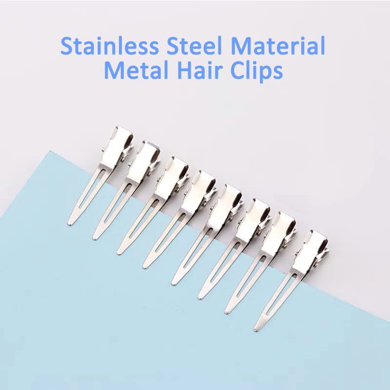 60 Pcs Metal Duck Billed Hair Clips for Women Styling Sectioning, Gingbiss 1.77 inches Silver Hairdressing Single Prong Curl Clips with Storge Box, Alligator Clips Hair Pins for Hair Salon, Barber, DIY