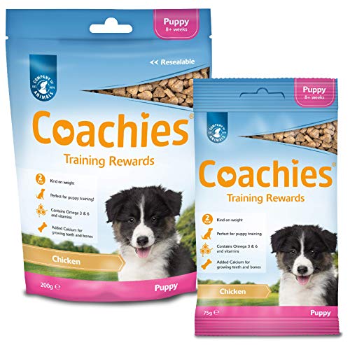 COACHIES Puppy Training Treats 75g, Chicken Flavour, Semi-Moist Low Calorie Dog Training Treat Reward, Soft & Healthy Treats, Perfect to use with Clicker Training, Suitable Puppy Treats from 8 weeks