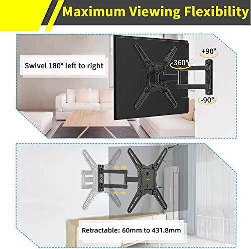 Alphamount TV Wall Bracket for Most 26-60 inch LED LCD Flat and Curved TVs up to 35kg, Sturdy TV Wall Mount with Tilt Swivel Extension, Max VESA 400x400mm, APPIMF7-E