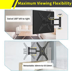 Alphamount TV Wall Bracket for Most 26-60 inch LED LCD Flat and Curved TVs up to 35kg, Sturdy TV Wall Mount with Tilt Swivel Extension, Max VESA 400x400mm, APPIMF7-E