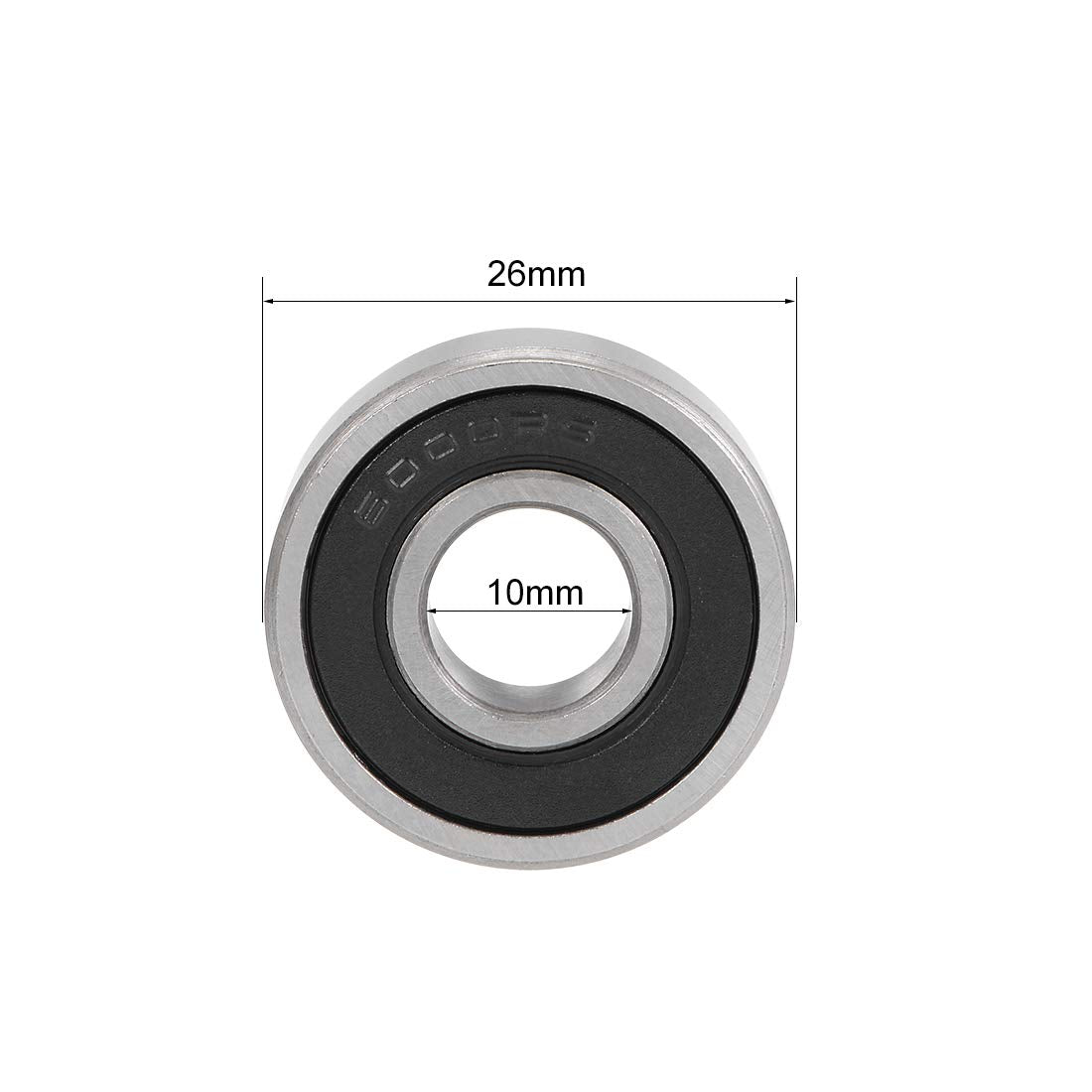 sourcing map 6000-2RS Deep Groove Ball Bearings Z2 10mm x 26mm x 8mm Double Sealed Carbon Steel 2pcs