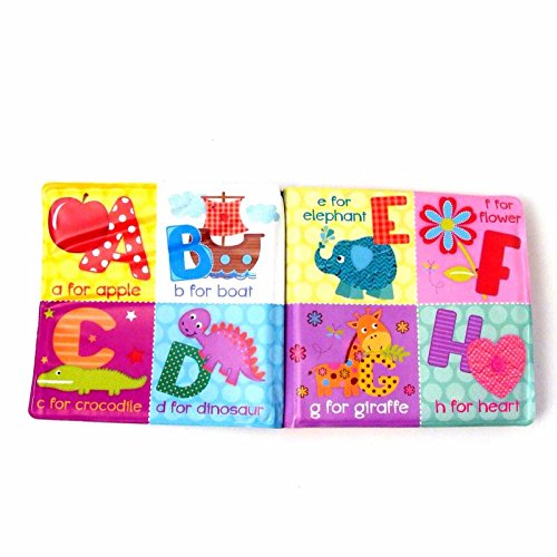 Set of 4 Baby Bath Books   First Words ABC Letters & Numbers   Plastic Coated & Padded   Floating Fun Educational Learning Toys for Toddlers & Kids