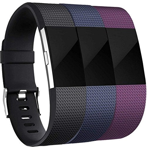 Yandu Replacement for Fitbit Charge 2 Strap (3 Pack), Watchbands Soft Comfortable Accessory Straps for Fitbit Charge 2 (01, 12PC, L)