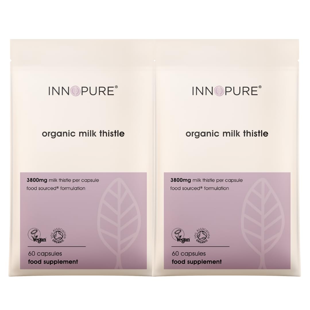 INNOPURE Organic Milk Thistle Capsules - Premium Quality, High Strength 1 Capsule Provides 3800mg - Soil Association & Vegan Society Certified - 80% Silymarin (120 Capsules) UK Made