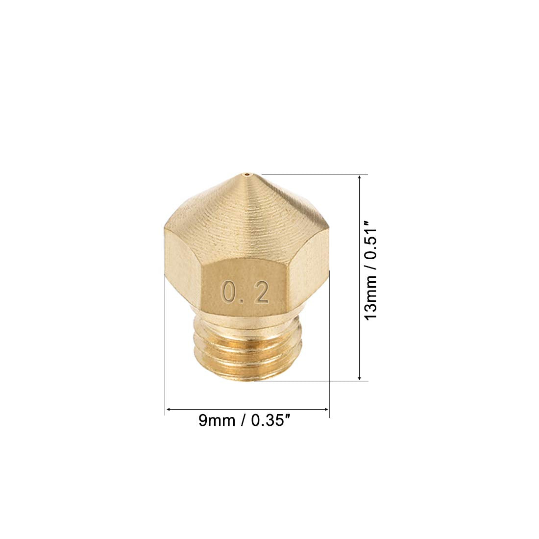 sourcing map 5pcs 3D Printer Nozzle,Brass Nozzle 0.2mm,Extruder Print Head for Filament 1.75mm M7 3D Printer