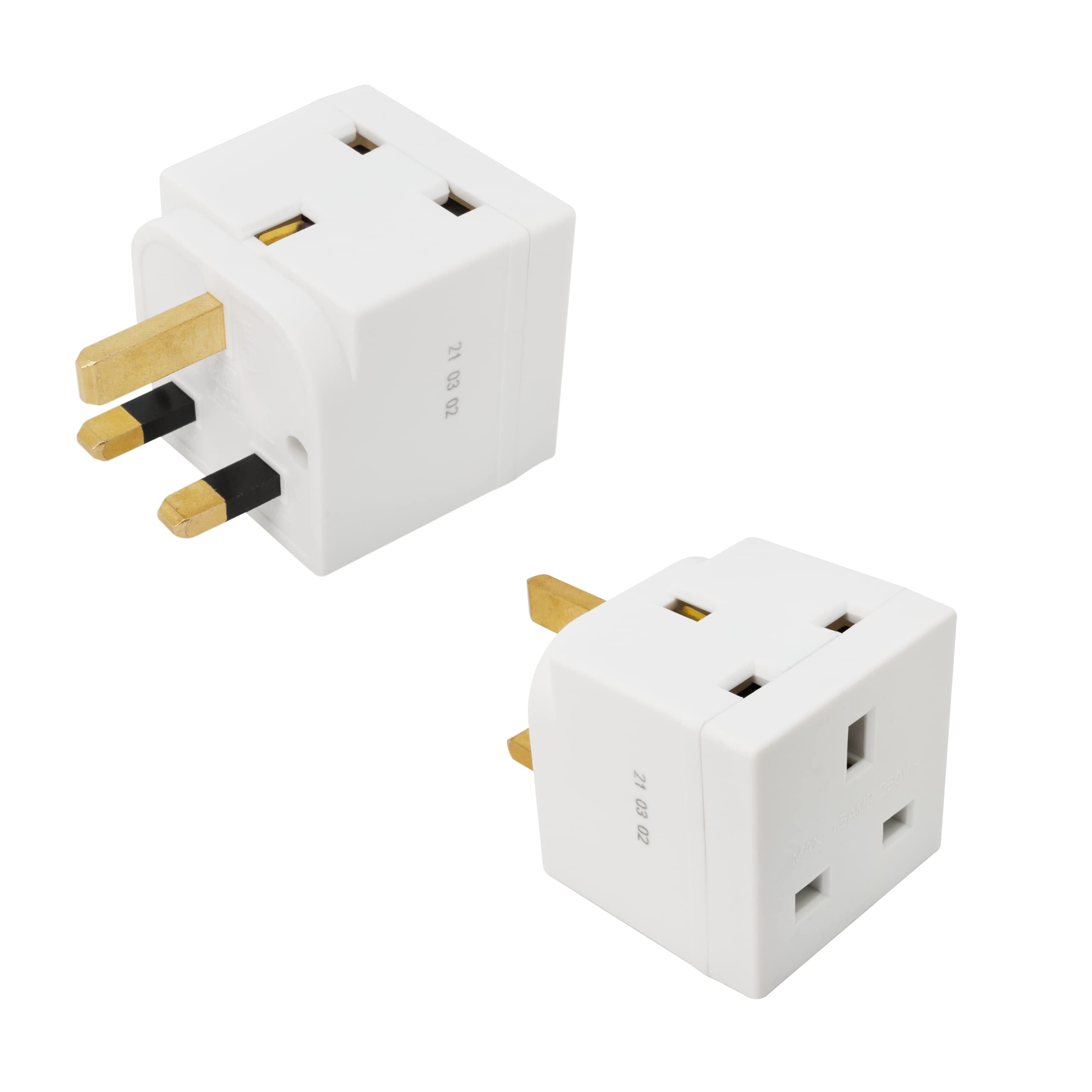 Swiss Edge 2 Way 3 Pin Power Adapter Plug Splitter - Cube Electric 13A Multi Wall Plug Extension Double Socket UK (Pack of 1)