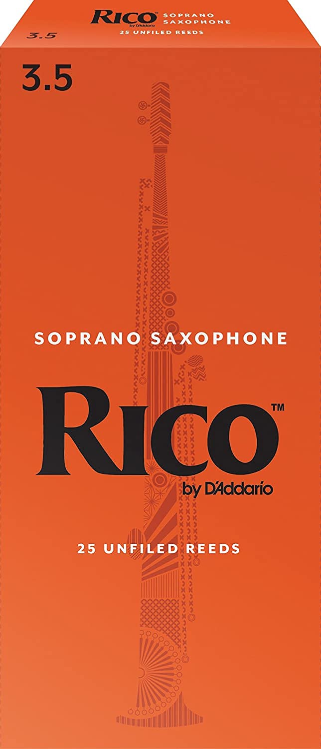 D’Addario Woodwinds - Rico Soprano Sax Reeds - Soprano Saxophone Reeds - Soprano Reeds Crafted for Beginners, Students, Educators - Strength 3.5, Pack of 25