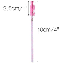 G2PLUS 50 PCS Disposable Eyelash Brushes - Pink Eyelash Spoolies - Crystal Mascara Wands -Eyelash Extension Brush Applicator for Eyelash Extensions