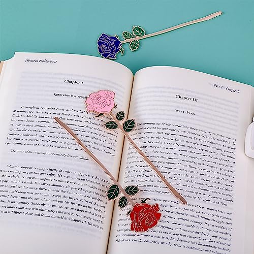 Bewudy Pink Rose Bookmark Gift, Metal Book Page Holder for Reading Lovers, Teacher Appreciation Gifts Valentine Mother's Day Christmas Birthday Gift for Women Book Lovers (Pink Rose)