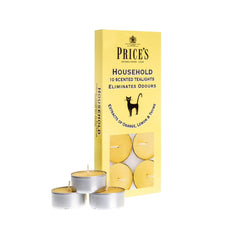 Price's - Household Pet Tealights - 10 Pack - Odour Eliminating Candle - Made with Orange, Lemon & Thyme Extracts - Clean, Fresh, Quality Fragrance - Long Lasting Scent