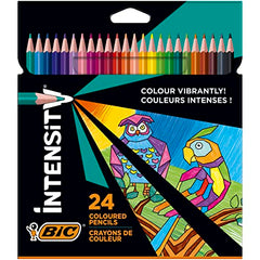 BIC Intensity Coloured Pencils, Vibrant Colouring Pencils, School Supplies for Kids or Adults, 24 Pack