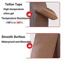 Qrity 2 PCS High Temp Tape 20mm x 10m, PTFE Tape, Teflon Tape, High Temperature Adhesive Tape, Thickness 0.18 mm, for Vacuum Sealer Machine, Hand or Impulse Sealer, Heat Resistant Up to 300℃