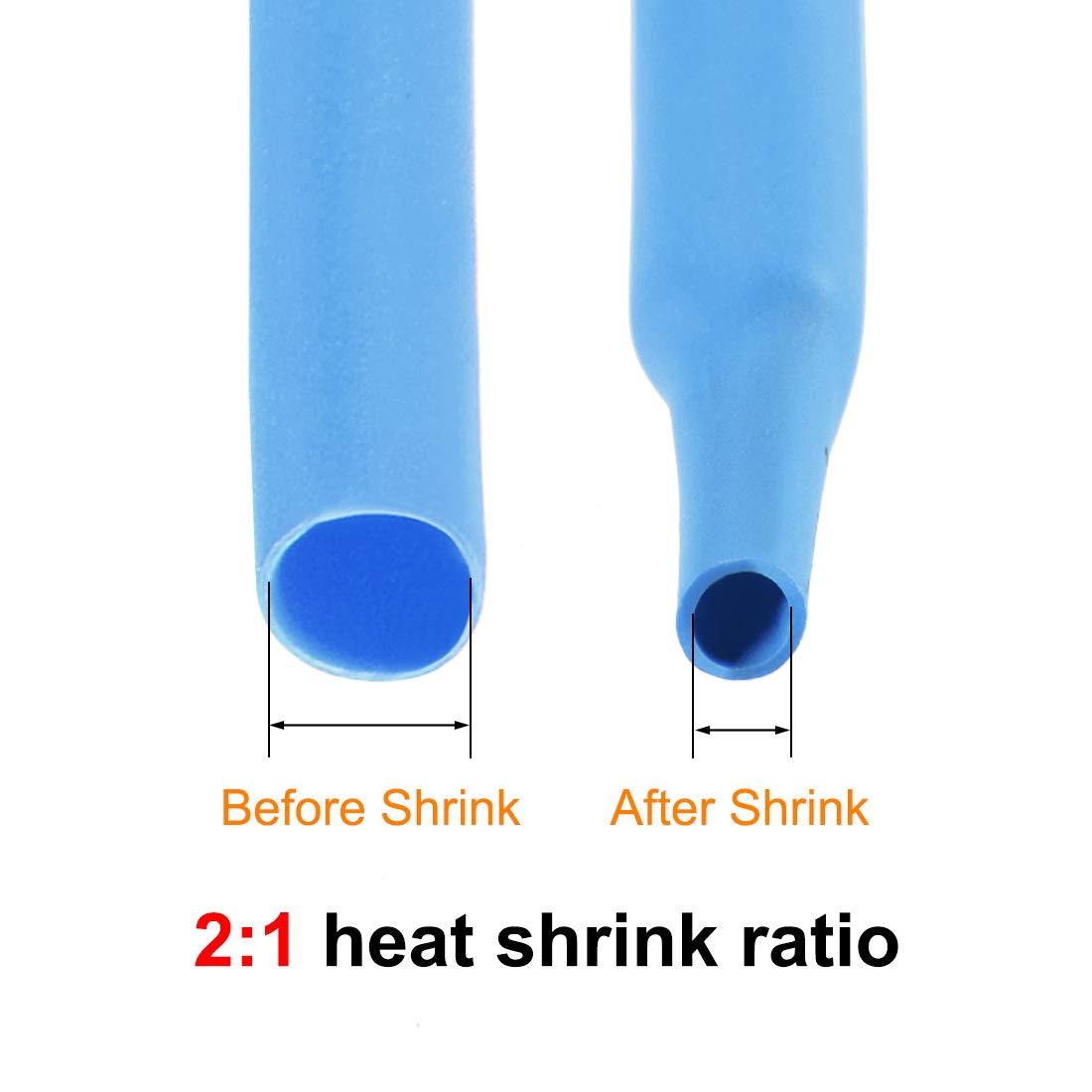 sourcing map Heat Shrink Tubing, 5/16 inches(8mm) Dia 2:1 rate Shrinkable Tube Cable Sleeve 10ft - Blue