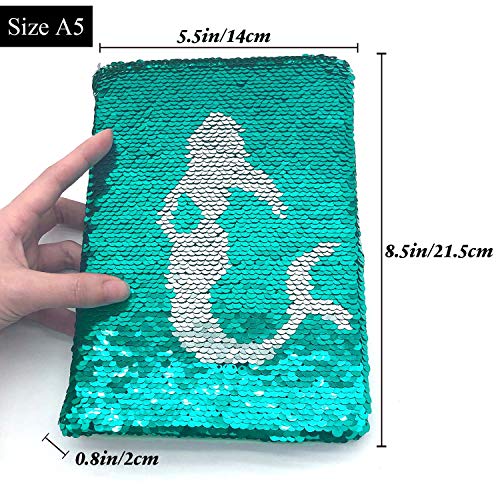 Sequin Secret Diary for Girls, 8.5x5.5 Inches 160 Lined Pages Filp Reversible Sequin Kids Journal for Teenage Boys & Girls Notebook Mermaid Gifts for Girls Birthday Presents 6 7 8 9 10 Years Old