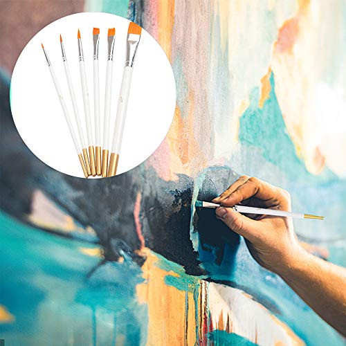 6 PCS Paint Brush Set, Nylon Acrylic Paint Brushes - White Wooden Handle, Small Fine Tip Artist Paintbrush/Watercolour Paint Brushes/Oil Paint Brushes/Gouache Paint Brushes for Art Painting