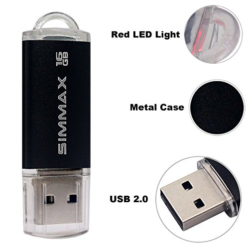 Memory Stick 3 Pack 16GB USB 2.0 Flash Drives Thumb Drive Pen Drive by SIMMAX (16GB Green Black Blue)