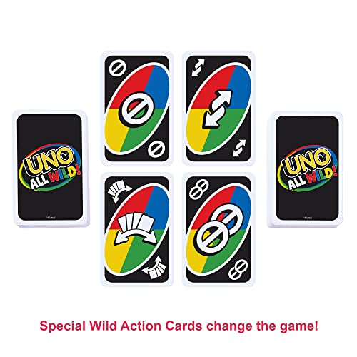 UNO All Wild Card Game with 112 Cards, Gift for Kid, Family & Adult Game Night for Players 7 Years & Older, HHL33