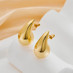 Gold Chunky Earrings Thick Earrings 14K Gold Plated Teardrop Earrings Waterdrop Earrings for Women Girls