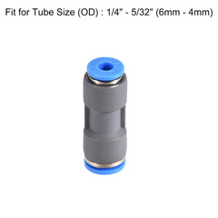 sourcing map Straight Push to Connector Reducer Fitting 6mm to 4mm Quick Release Pneumatic Connector Plastic Union Pipe Tube Fitting Grey 2Pcs