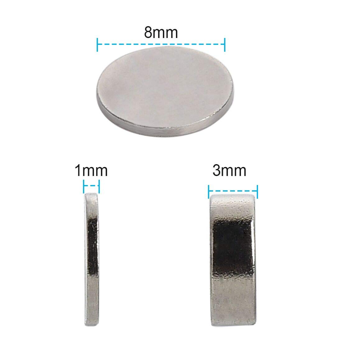 Yizhet 50 Pcs Neodymium Strong Magnets Cylinder Neodymium Magnet 8mm dia x 1mm thick for Arts, Crafts, Hobbies, Home and Office