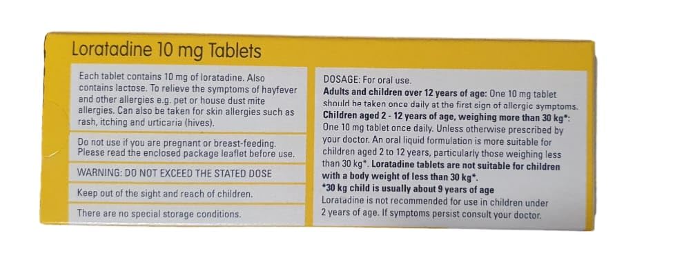 6 Months Supply Loratadine Hayfever & Allergy Relief 10mg Tablets (30x6) GSL