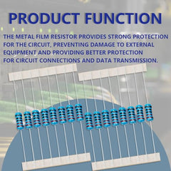 Innfeeltech 50 Pcs 1W 1% Tolerance 220 Ohm Metal Film Resistor Resistance for DIY Project and Experiments