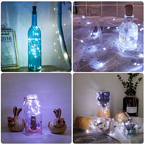 Akynite Bottle Cork Lights Cool White, 20 LEDs 2M String Fairy Lights, LED Gin Wine Bottle Lights for Dinner Party, Decoration Light for Wedding, Garden Table, Bedroom, Gift for Xmas, pack of 3