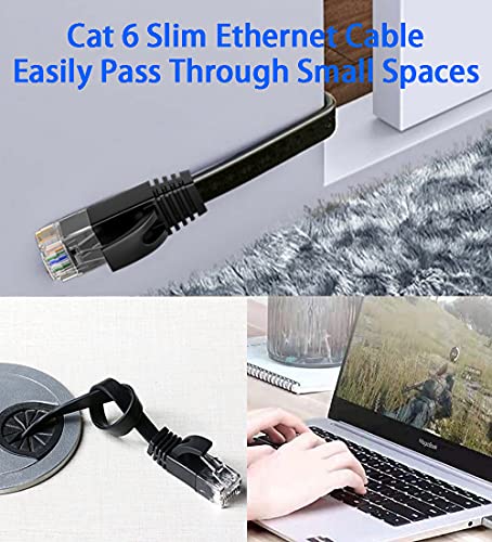 Ethernet Cable 30m Outdoor & Indoor, Long Ethernet Cable High Speed, Cat 6 Flat Gigabit Anti-Interference Internet Cable, For Home/Router/Switch(30 Clips) - Faster Than Cat5/Cat 5E/False Cat 7