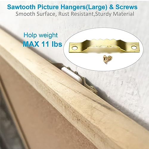 YHYZ Sawtooth Picture Frame Hangers (54mm) Set with Screws (100pcs), One Screwdriver Included, for Painting Photos Artwork Clock Home Decoration