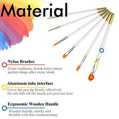 6 PCS Paint Brush Set, Nylon Acrylic Paint Brushes - White Wooden Handle, Small Fine Tip Artist Paintbrush/Watercolour Paint Brushes/Oil Paint Brushes/Gouache Paint Brushes for Art Painting