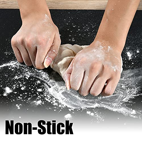 SUPER KITCHEN Non-Stick Silicone Pastry Baking Mat, Dough Rolling Kneading Mat, Heat Resistant Countertop Protector, Placemat, Art Mat, Epoxy Resin Crafts Jewelry Casting Mould Mat, 60×40cm (Black)