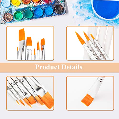 6 PCS Paint Brush Set, Nylon Acrylic Paint Brushes - White Wooden Handle, Small Fine Tip Artist Paintbrush/Watercolour Paint Brushes/Oil Paint Brushes/Gouache Paint Brushes for Art Painting