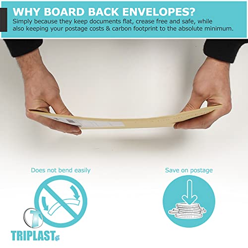 Triplast 10 x A4 C4 Manilla Hard Board Back Envelopes (324 x 229mm) - Cardboard Backed Please Do Not Bend Envelope with Peel & Seal Strip - Perfect for Mailing, Posting & Storing Important Documents