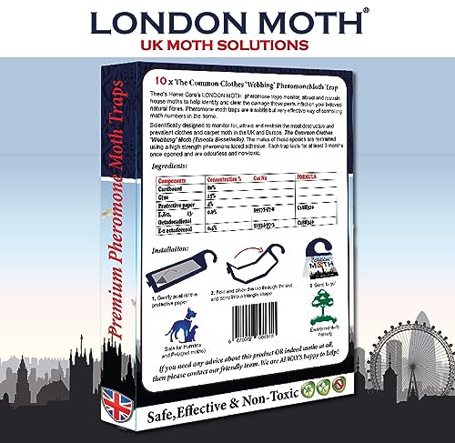 LONDON MOTH KILLER-10 Premium Pheromone Moth killers for the Common Clothes Moth, Sticky Moth Trap Repellent for Wardrobes, clothes and other fabrics, Anti Moth Treatment for the Home, Inc. eBook.