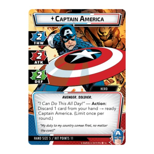 Fantasy Flight Games, Marvel Champions: Hero Pack: Captain America, Ages 14and, 1 to 4 Players, 90 Min Player Time, Multicoloured