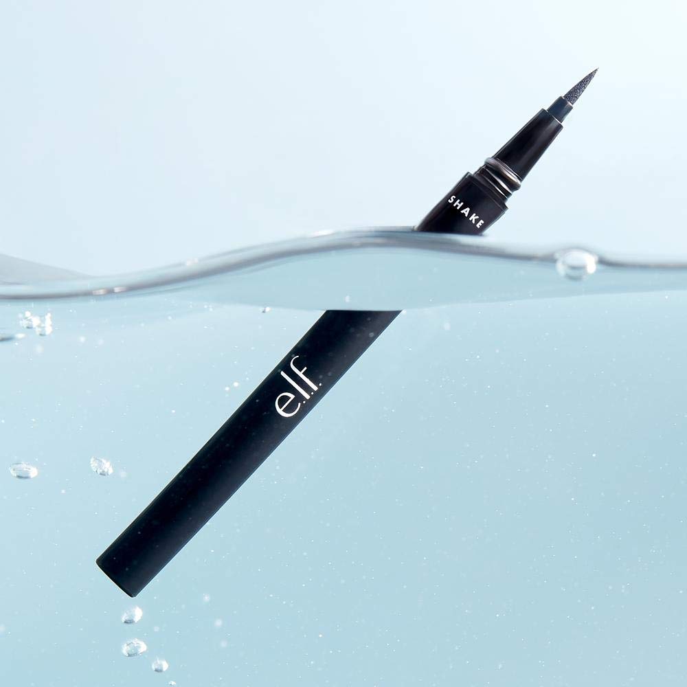 e.l.f. H2O Proof Eyeliner Pen, Felt Tip, Waterproof Liquid Formula, Jet Black, 0.02 Fl Oz (0.7mL)