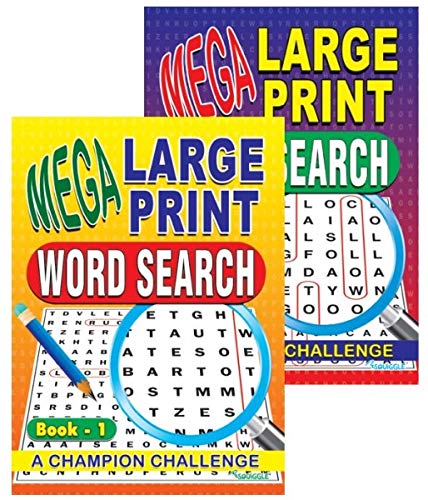 Martello P2174 Mega Large Print A4 Word Search Puzzle Books - Set of 2