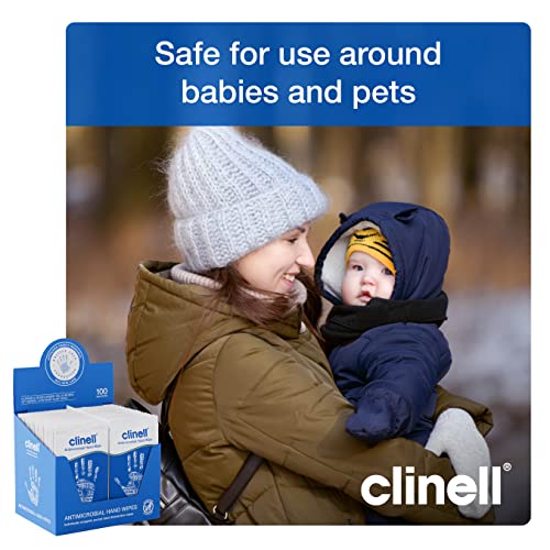 Clinell Antimicrobial Hand Wipes - Sanitising Wipes, Ideal for Travel - Dermatologically Tested, Kills 99.99% of Germs - Pack of 100 Sachets