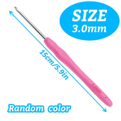 Crochet Hooks 3 mm Colourful Knitting Crochet, High Quality Aluminium Ergonomic Soft Handle Knitting Needle for Yarn Craft, Suitable for Beginners to Learn Hand-Knitted Sweaters