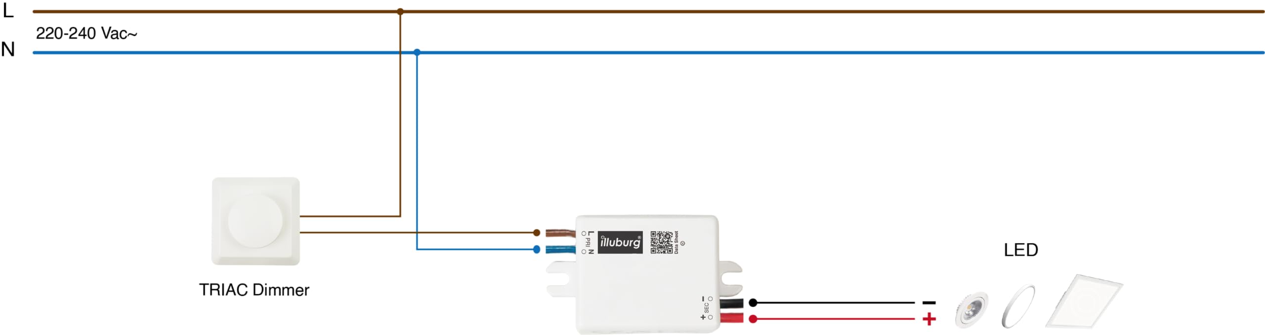 illuburg LED Driver Dimmable TRIAC 350mA Constant Current 5W - 10W Flickerfree LED Power Supply Transformer